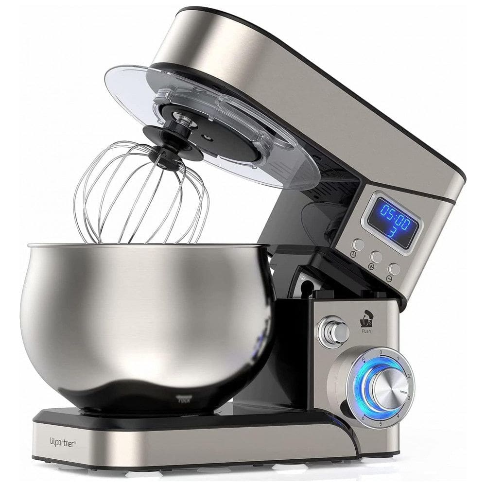 Batedeira de Bancada 5 Litros em Aço inoxidável com Display LCD, 110V 1200W, LILPARTNER, Prata