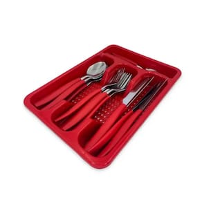 Conjunto De Talheres 25Pçs Caprese Com Suporte Vermelho