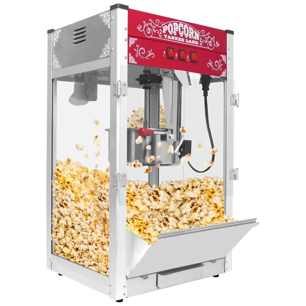 Máquina de Pipoca Comercial 454 g, 1440W, Estilo Cinema com Chaleira de Aço Inoxidável, Máquina de Mesa com Vidro Temperado para