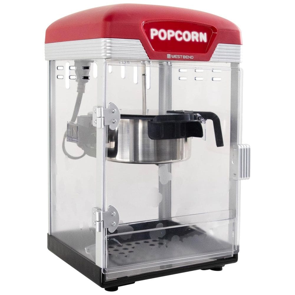 Máquina de Pipoca West Bend Stir Crazy, Com Panela Antiaderente e Concha, 4 L, para Pipoca Gourmet, cor Vermelha. Ideal para Cinemas em