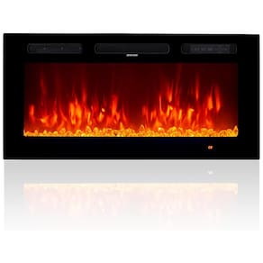 Lareira Elétrica oneinmil 91cm, Embutida na Parede c/ LED, 12 Chamas e Cores, Timer Ajustável, Controle Remoto com Tela - Aconchego