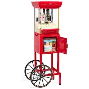 Máquina de Pipoca Nostalgia com Carrinho, Panela de 70 g, faz até 2,4 L de Pipoca. Estilo Vintage de Cinema, Ideal para Sessões em Casa.