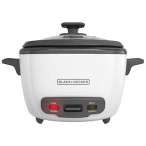 Panela de Arroz BLACK+DECKER 14 Xícaras (Cozido) com Cesto a Vapor, Tigela Removível e Antiaderente, Branco. Ideal para Arroz e Grãos.