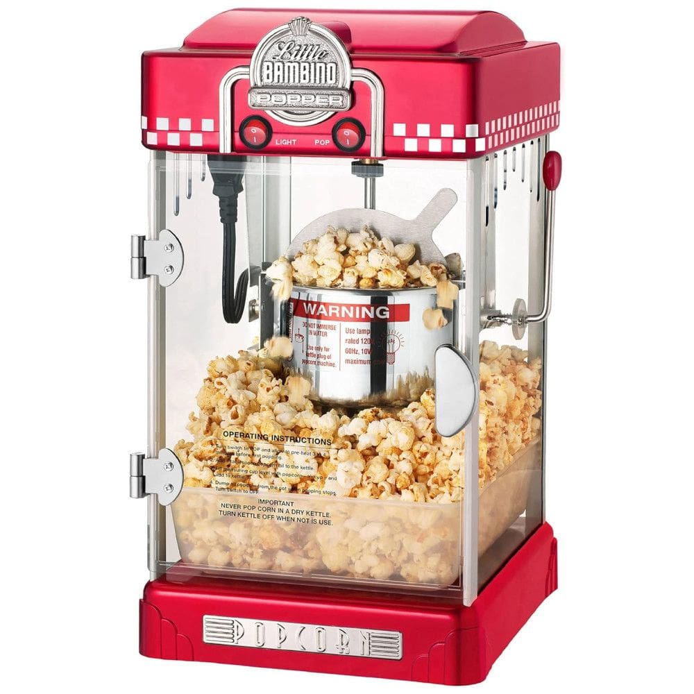 Máquina de Pipoca Great Northern Little Bambino, Moderna, Nas Cores Cinza e Vermelha, Ideal Para Pipoca Gourmet, Perfeita para Cinema em