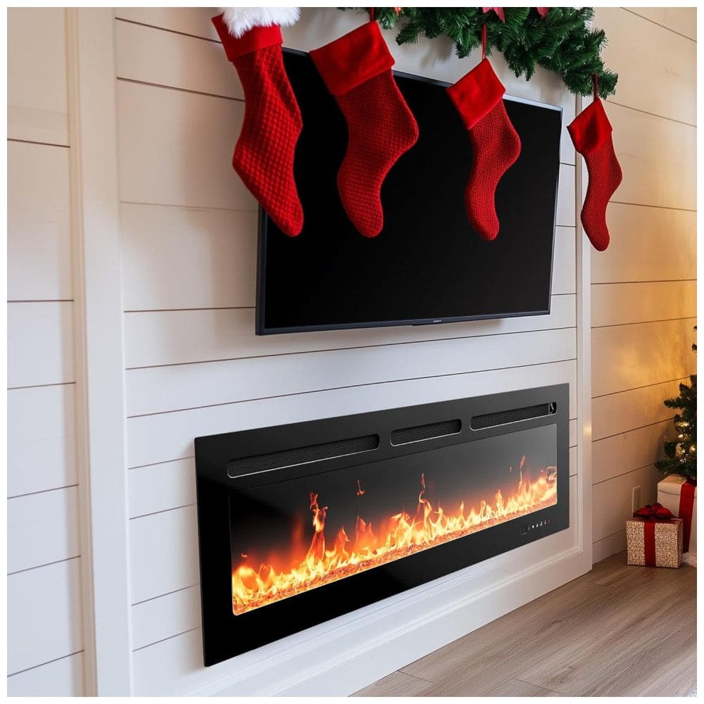 Lareira Elétrica Silonn 127 cm com Controle Remoto por App, 5300 BTUs, Design Ultrafino, Instalação na Parede ou Embutida, Temporizador e