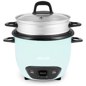 Panela de Arroz AROMA® Cozinheiro de Arroz e Grãos 6 Xícaras (Cozido),1,5L (ARC-743-1NGBL), Azul Claro. Ideal para Cozinhar Arroz, Quinoa,