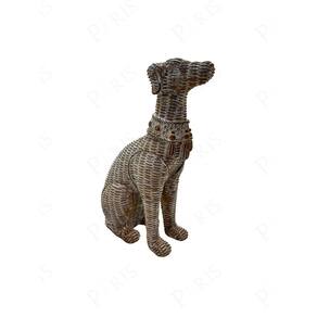 Escultura Decorativa Cachorro em Resina Marrom e Branco 23cm CD3013 BTC