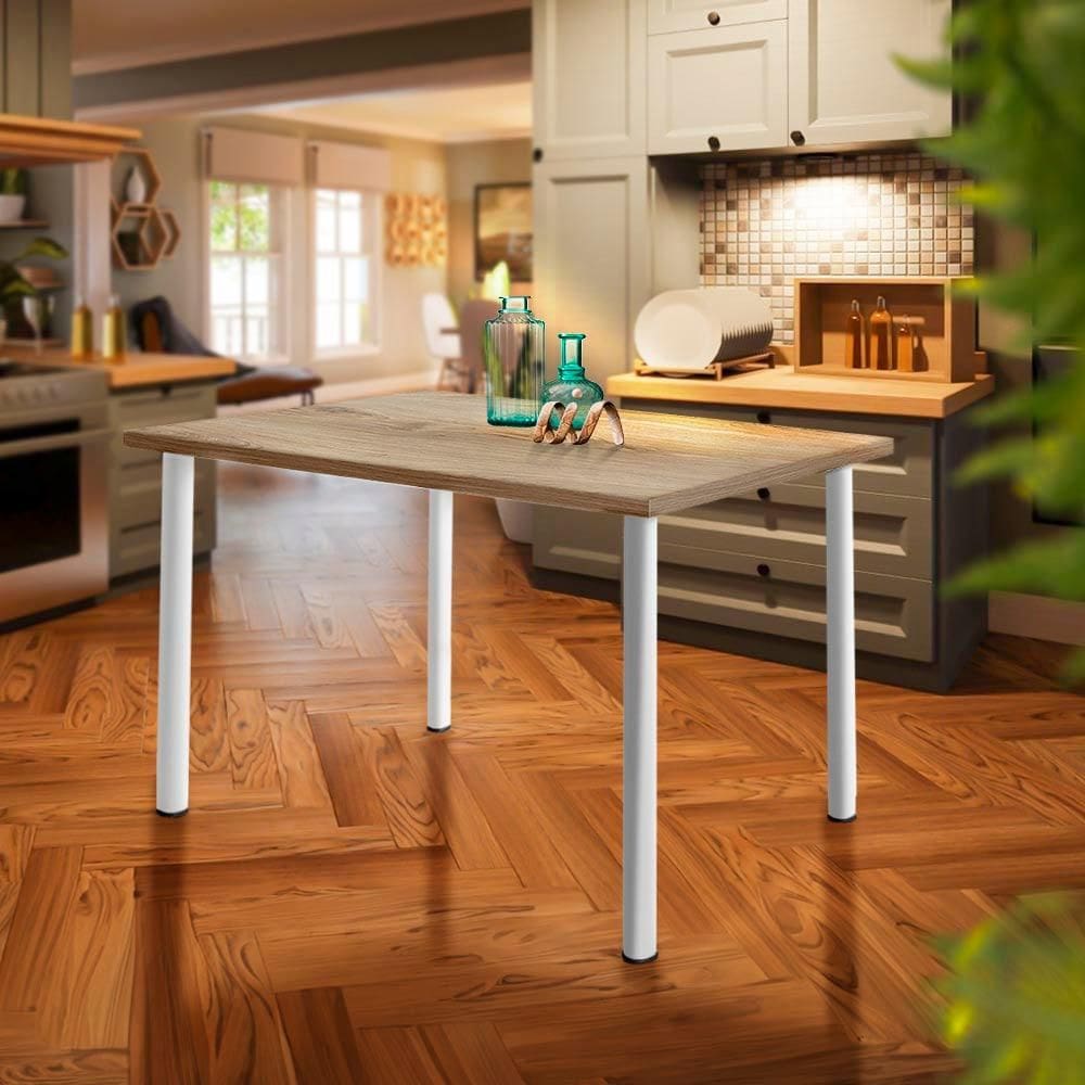 Mesa Para Cozinha Aço 4 Lugares 110 cm Branco Carvalho Popcorn JM Móveis