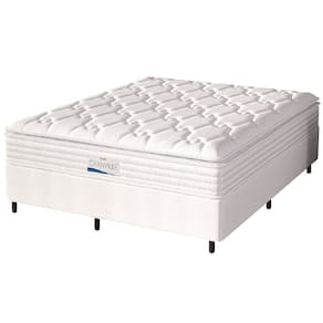 Cama Box Casal King Colchão Molas Ensacadas Granville Com Pillow Probel 193x203x66cm Branco