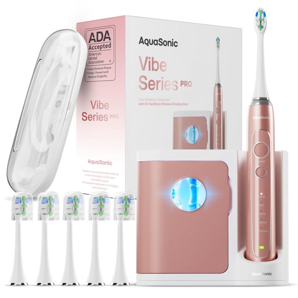 Escova de dentes elétrica Aquasonic Vibe Series PRO Ultra-Whitening
