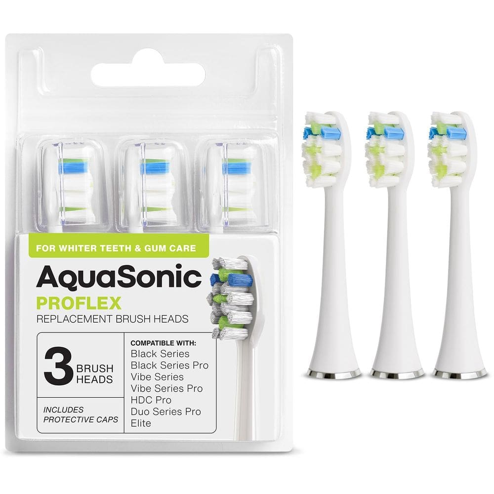 Cabeças de escova de reposição Aquasonic Proflex, pacote com 3, brancas