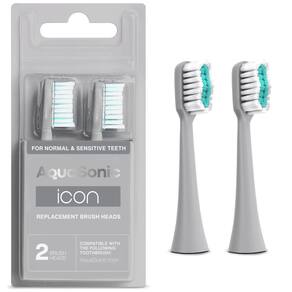 Cabeças de escova de reposição Aquasonic Icon Toothbrush, pacote com 2