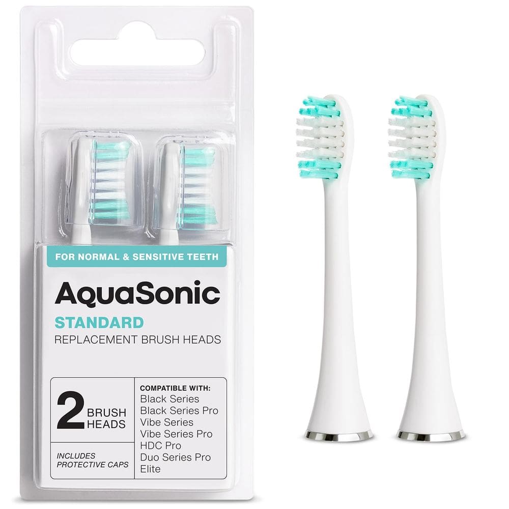 Cabeças de escova de reposição Aquasonic Standard, pacote com 2 unidades, brancas