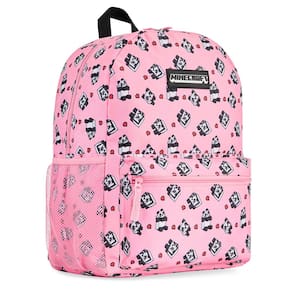 Mochila escolar Minecraft Kids com bolso frontal rosa