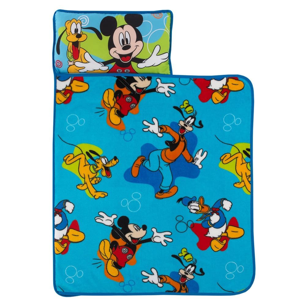 Tapete de soneca infantil Disney Mickey Mouse azul, vermelho, verde