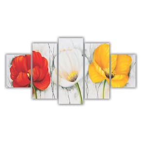 Quadros Mosaico Mdf Floral Flores Papoulas Coloridas 115X60