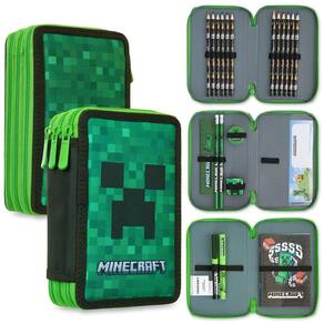 Estojo de lápis Minecraft preenchido com papel de carta para crianças verde