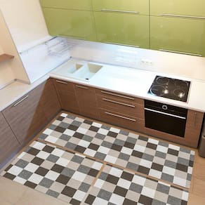 Tapete Cozinha 3 Peças Jacquard Latéx Pixel Caramelo