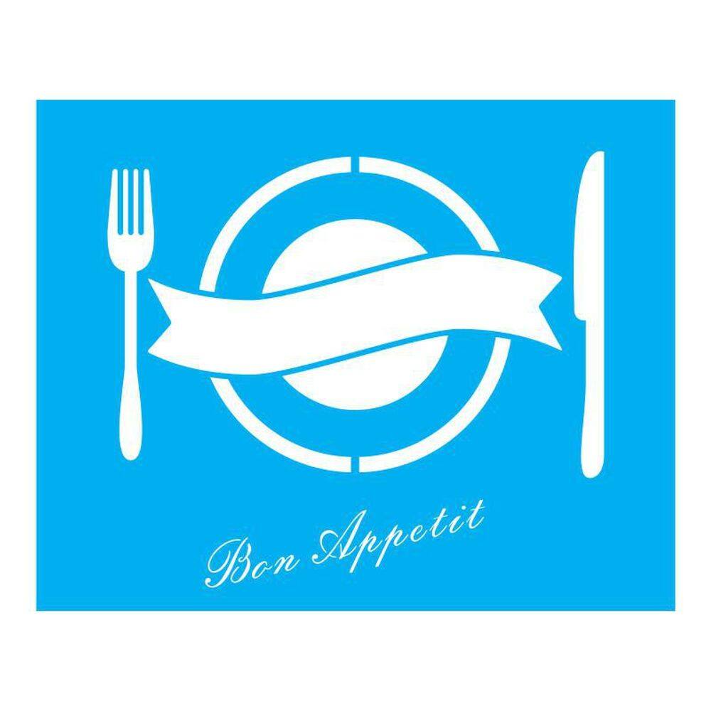 Stencil Tamako Bon Appetit Garfo Faca - 20X25Cm - Ref 1080