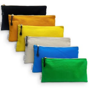 Bolsa de ferramentas FunOwlet, bolsa de lona com zíper, pacote com 6 unidades, 12,5 x 7 polegadas