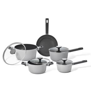 Jogo Panelas Antiaderente Ultra Ceramic Indução 5 Peças Cor Cinza Mou Trufa - Oikos