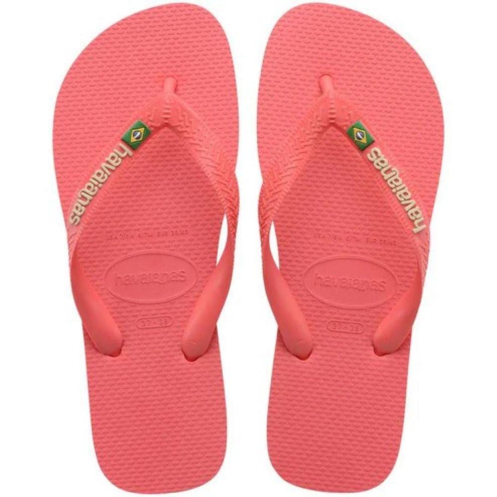 Chinelo Havaianas Brasil Logo - Coral