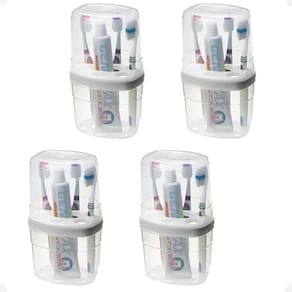 Kit 4 Porta Escovas E Pasta De Dente Organizador Multiuso