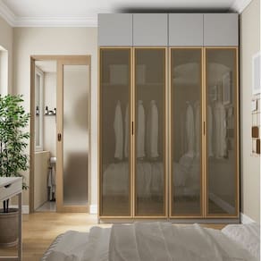 Guarda-roupa Modulado 4 Peças 8 Portas Jade Cabecasa Madeiramadeira Cinza Urbano/ Avelã