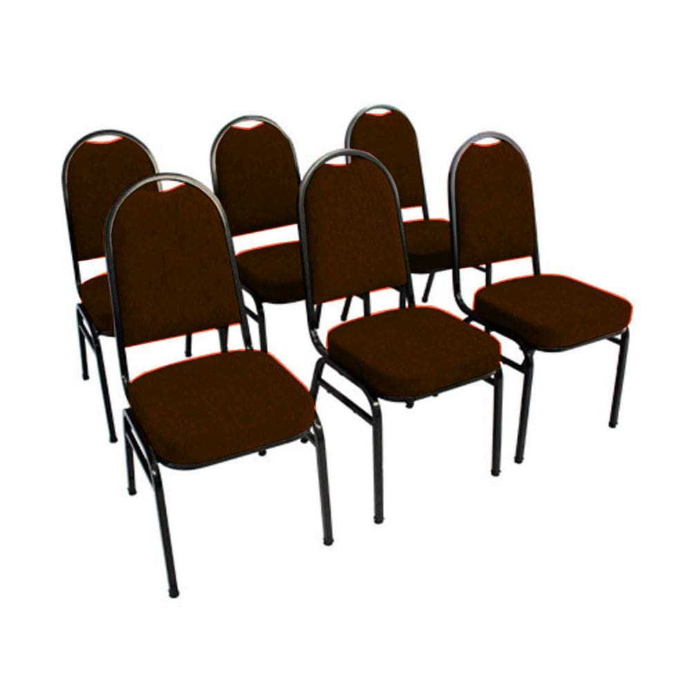Kit com 6 Cadeiras para Auditórios Linha Hotel Marrom