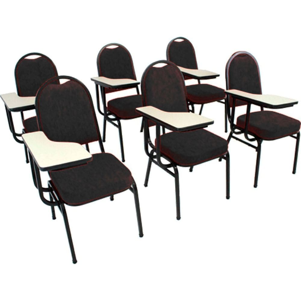 Kit com 6 Cadeiras para Auditórios Linha Hotel Preto