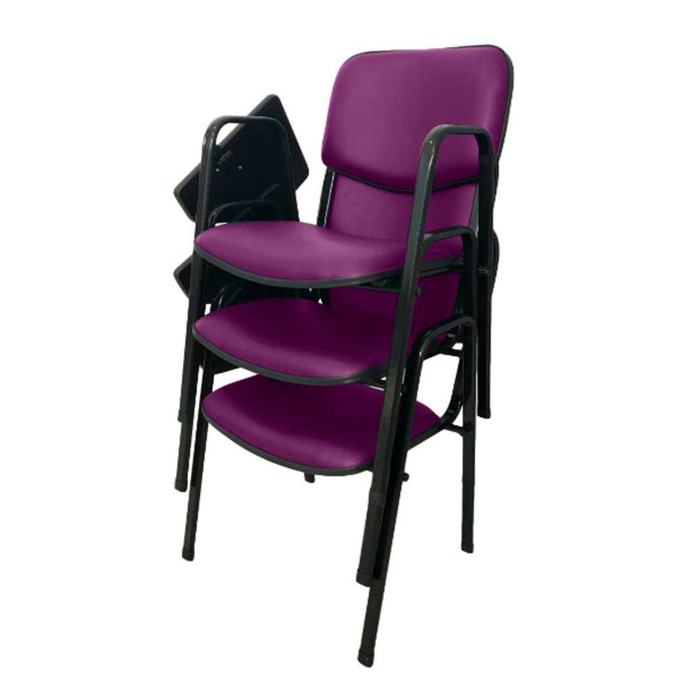 03 Cadeiras Universitárias Linha Hotel Auditório Roxo