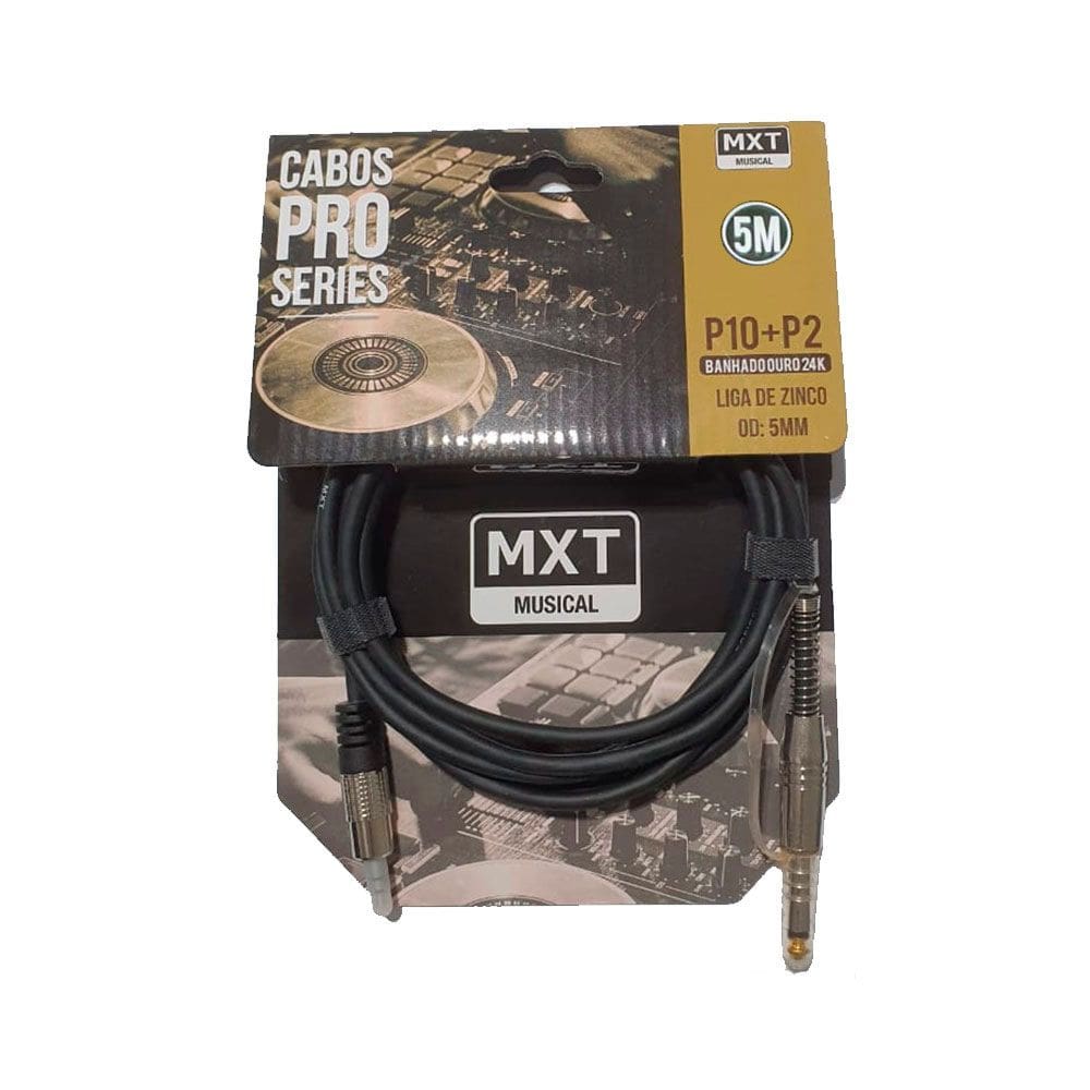 Cabo de Áudio Profissional MXT Pro-Series P10M+P2ST 5 Metros - CB0489