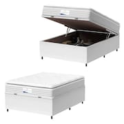 Cama Box Baú Casal Colchão Molas Ensacadas Granville Com Pillow Probel 138x188x69cm Branco
