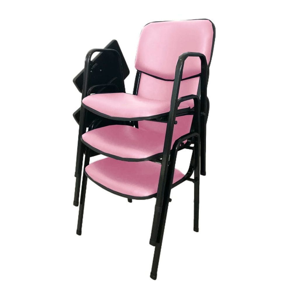 03 Cadeiras Universitárias Linha Hotel Auditório Rosa