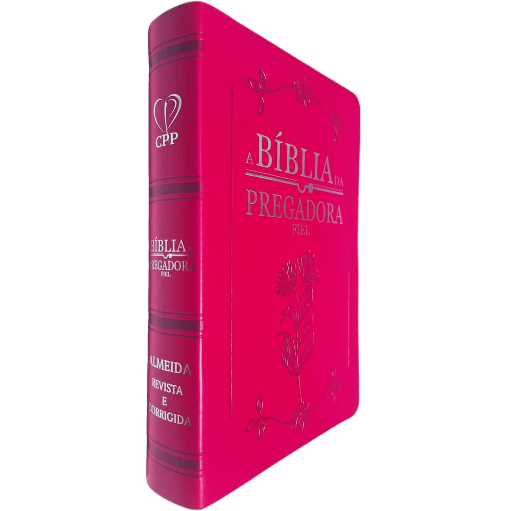 A Bíblia da Pregadora Fiel ARC Full Color Capa PU Luxo Pink Palavras de Deus em Azul e as de Jesus em Vermelho