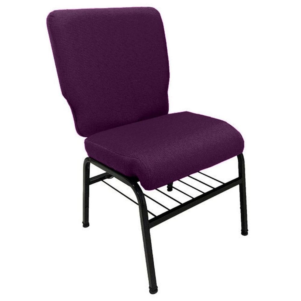 01 Cadeira para Igrejas c/ Porta Biblía e Porta Cálice Roxo