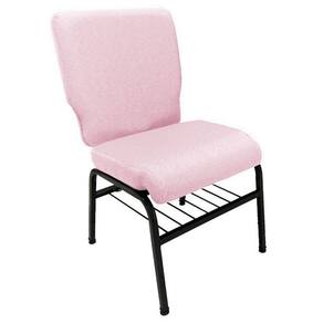 01 Cadeira para Igrejas c/ Porta Biblía e Porta Cálice Rosa