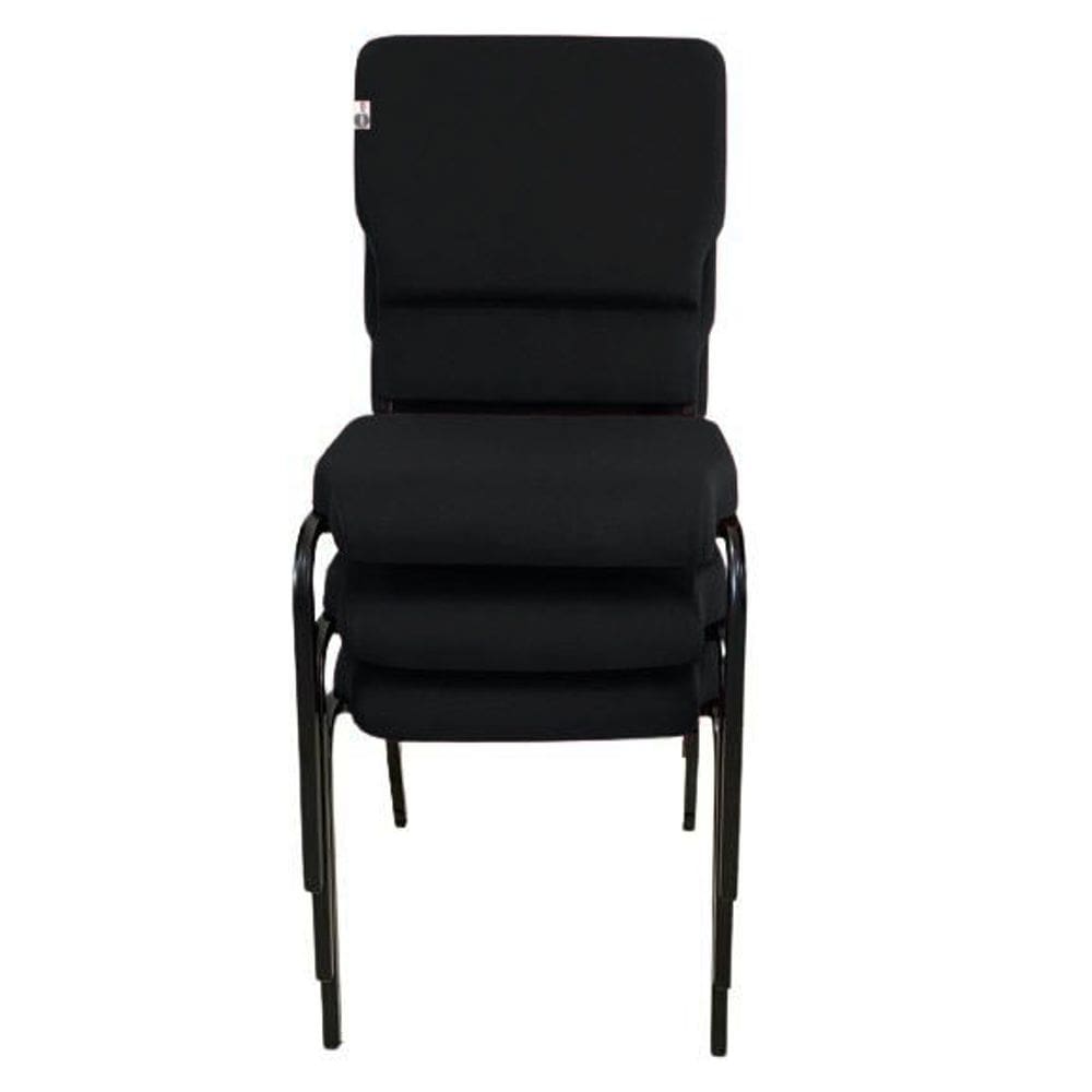 03 Cadeiras Empilhável para Igrejas Evangélicas Linha Church Preto