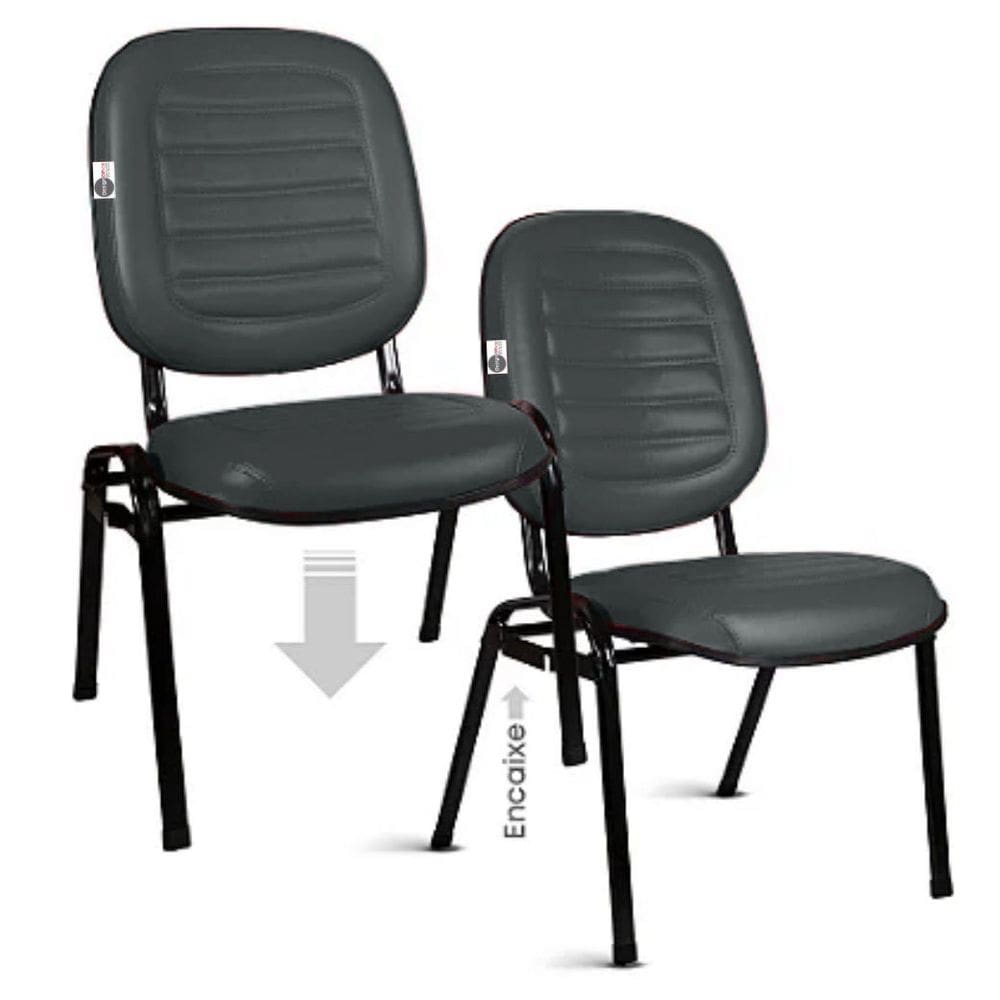 02 Cadeiras Empilhável para Igrejas Evangélicas Linha Holy Cinza