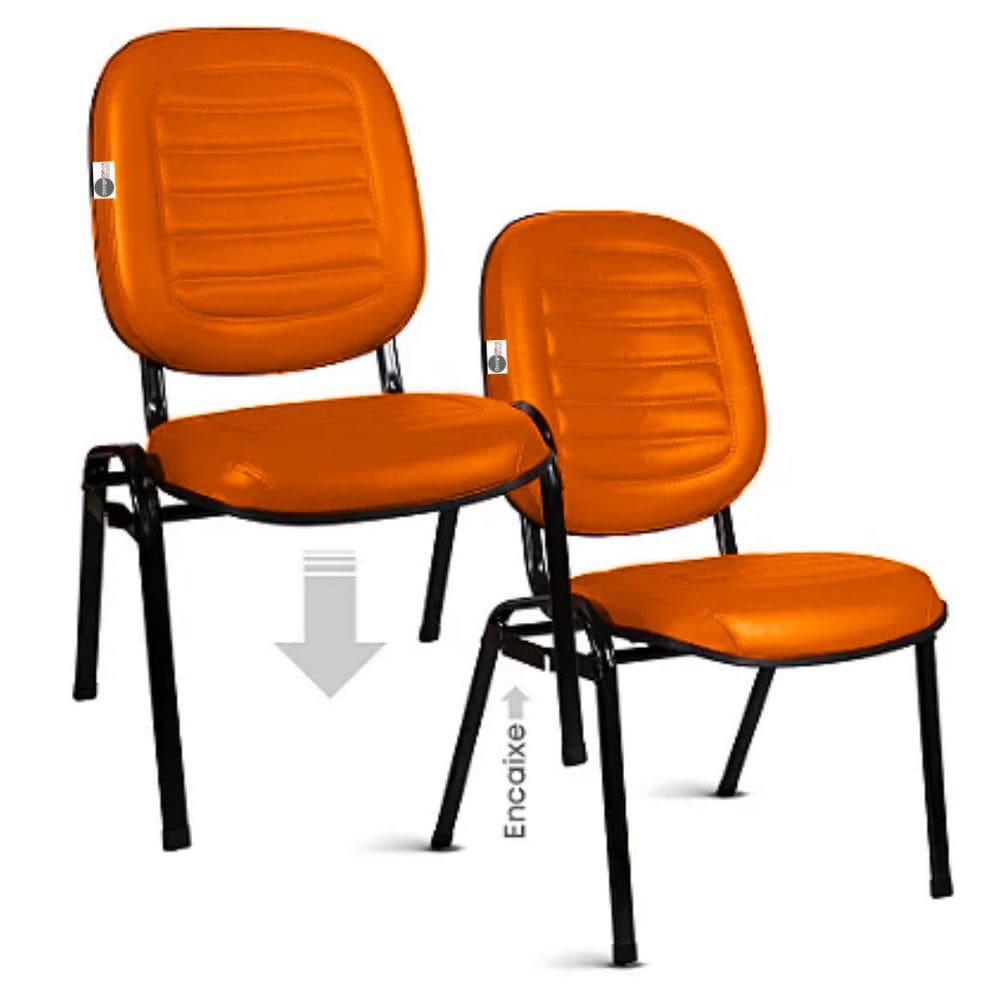 02 Cadeiras Empilhável para Igrejas Evangélicas Linha Holy Laranja