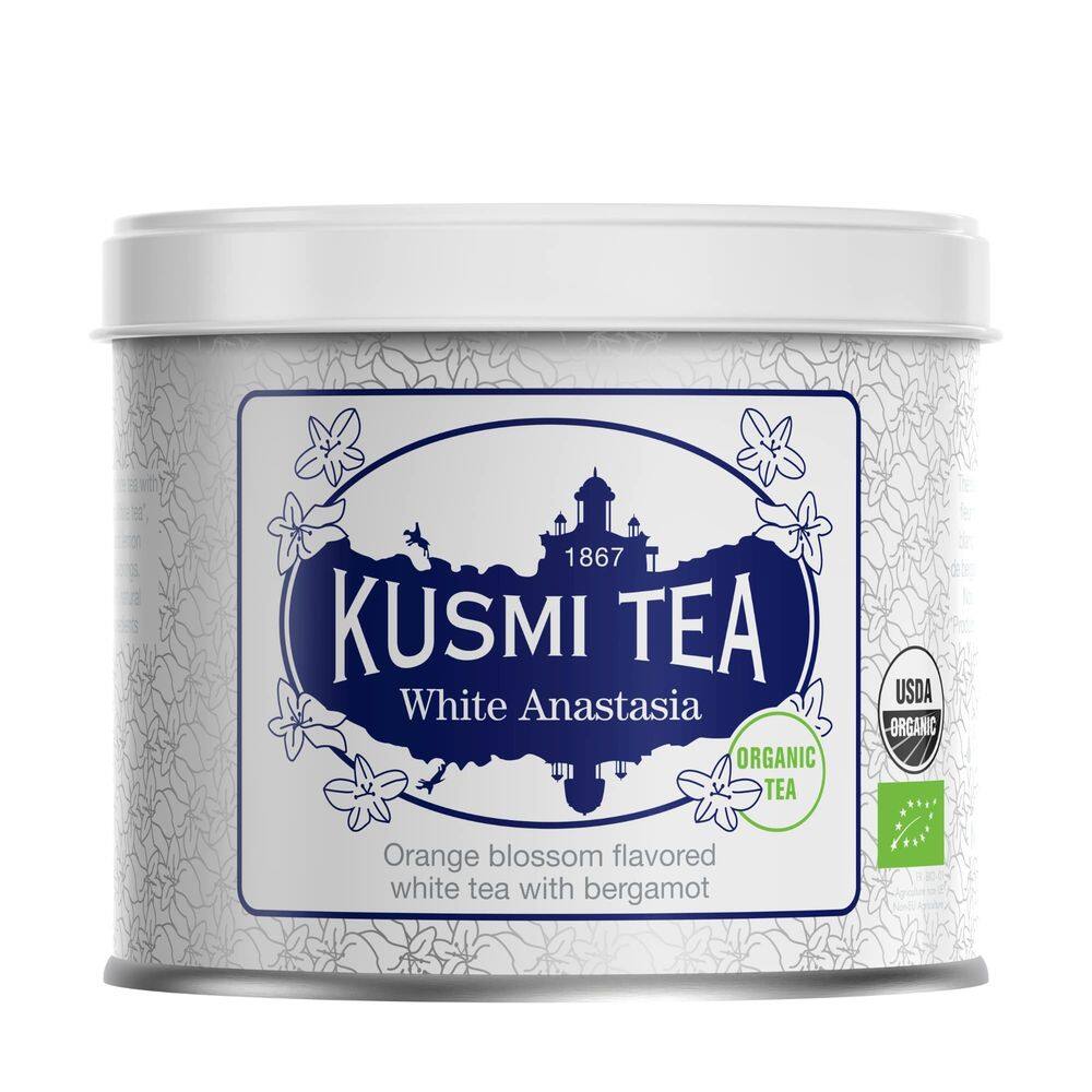 Caixa de lata Tea KUSMI TEA White Anastasia Organic Blend 90g