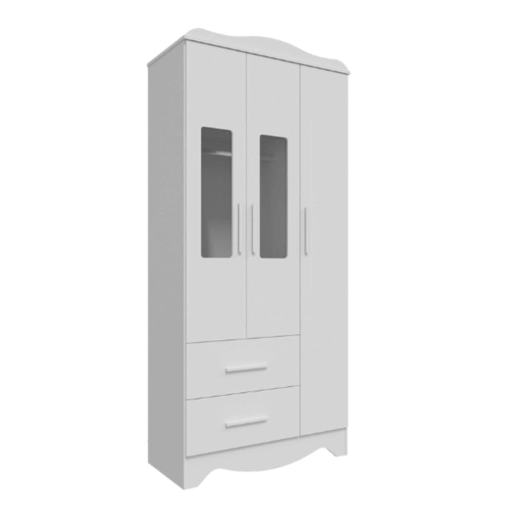 Guarda Roupa Infantil Peroba Clara 3 Portas 2 Gavetas Branco