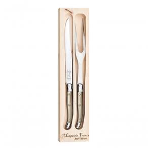 Garfo E Faca Para Churrasco Em Inox Laguiole Champagne