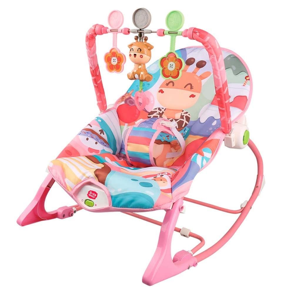 Cadeira Baby De Descanso Musical Vibratória Rosa Até 18kg