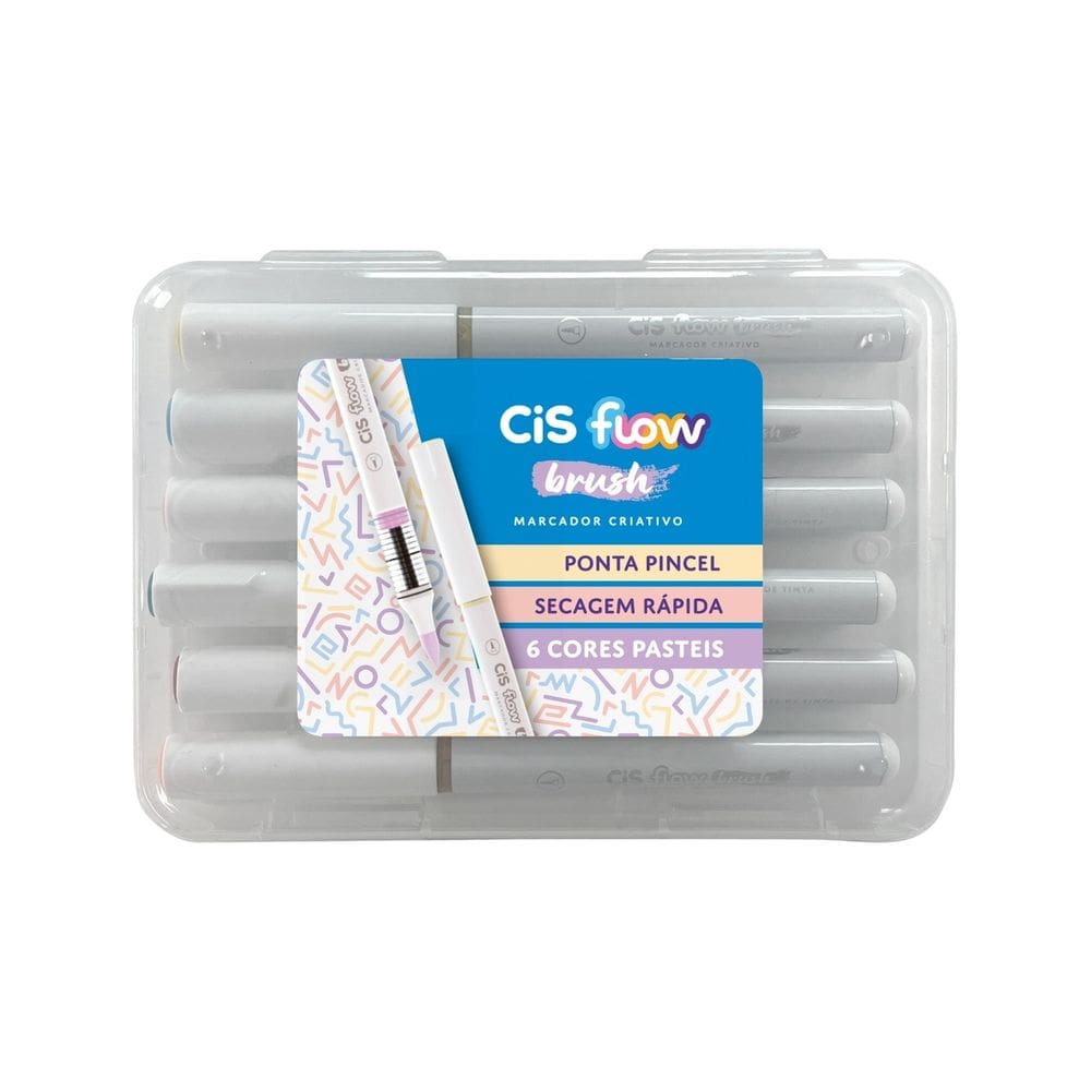 Marcador Criativo Flow Brush Estojo 6 Cores Cis
