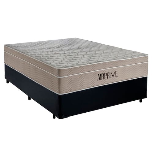 imagem-Cama Box Casal Sintético Cremil + Colchão Molas Ensacadas AirPrime 138x188x65cm - Preto