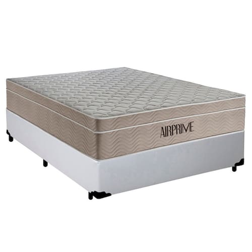 imagem-Cama Box Casal Sintético Cremil + Colchão Molas Ensacadas AirPrime 138x188x65cm - Branco