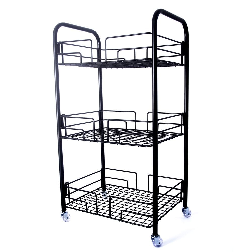 Fruteira 3 Andares Piso Chão Aramada Preto Black Jomer 2434