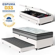 Cama Box Baú com Colchão Espuma D33 Pillow In Anjos Ortosleep + Auxiliar Unique Solteiro 88cm
