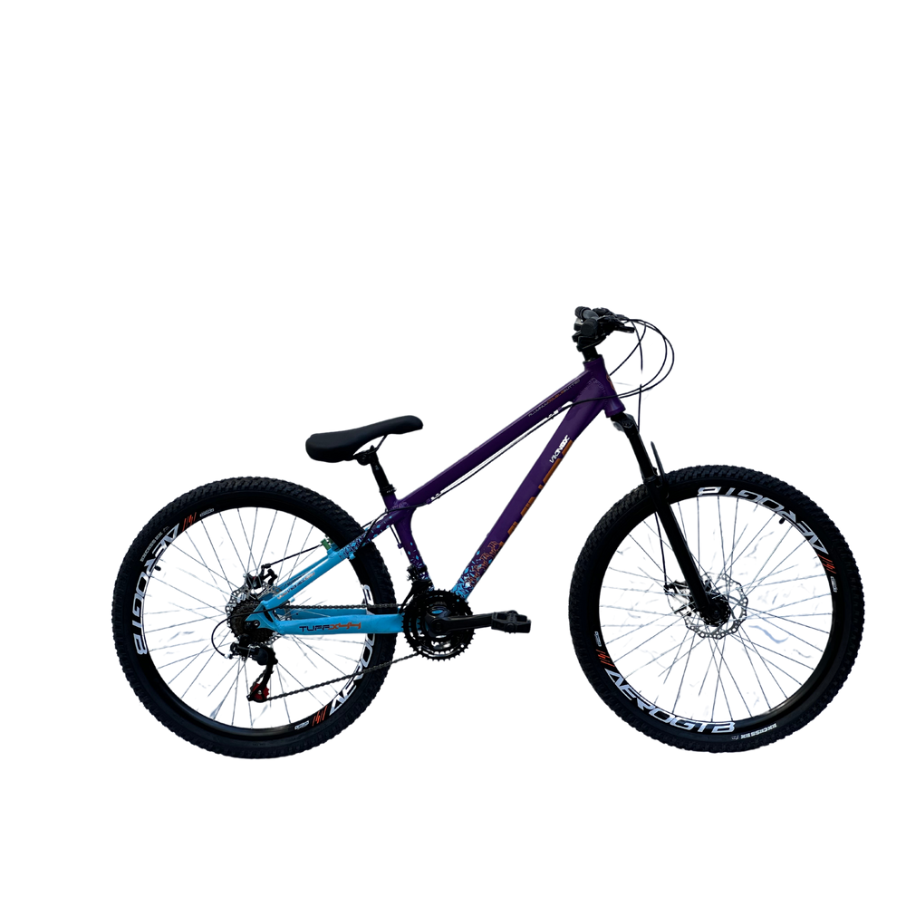 Bicicleta Viking X TUFF44 Aro 26 Aero Freio a Disco 21 Velocidades Roxo Azul do Grau